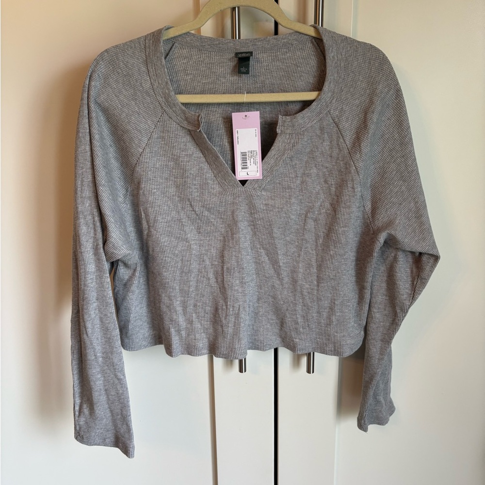 Wild Fable Gray Cropped Relaxed Sweatshirt